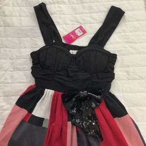 Red and black party dress